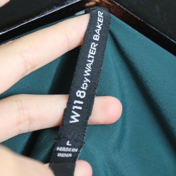 W118 By Walter Baker Contrast Green Black Long Sleeve Blouse Size Large - Picture 4 of 9